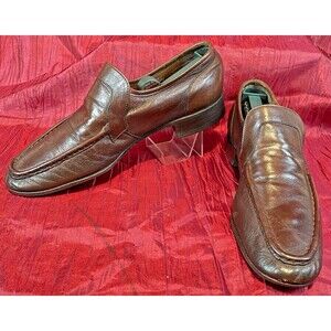 Mens Hanover Softech Brown Leather Loafers sz 9D
